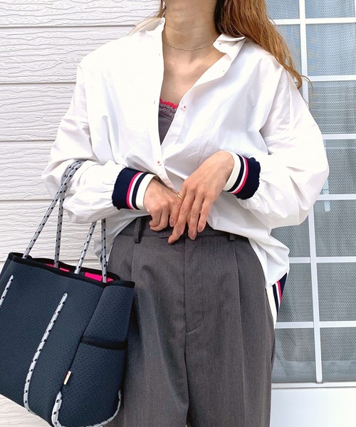 Q（キュー）の「リブドッキングシャツ（シャツ/ブラウス・レディース・ホワイト/ネイビー系/パープル系/ブルー系その他・MEDIUM）」の7枚目の写真