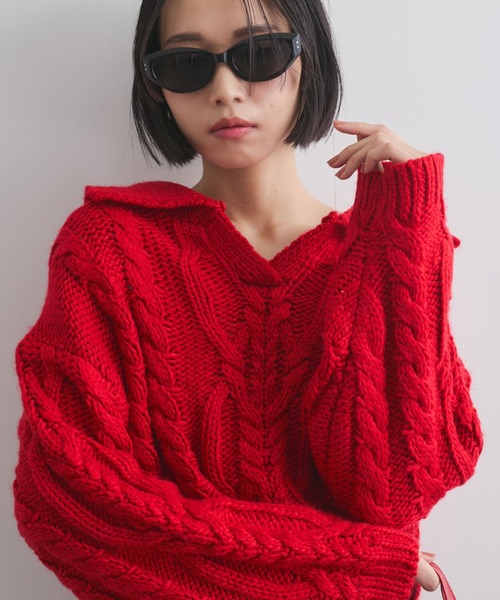 【ENIM BY VICKY】ロービングケーブルクロップドニット《手洗い可能》（ニット/セーター）｜ENIM BY VICKY（エニムバイビッキー）