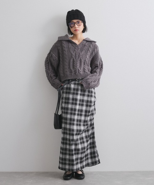 【ENIM BY VICKY】ロービングケーブルクロップドニット《手洗い可能》（ニット/セーター）｜ENIM BY VICKY（エニムバイビッキー）