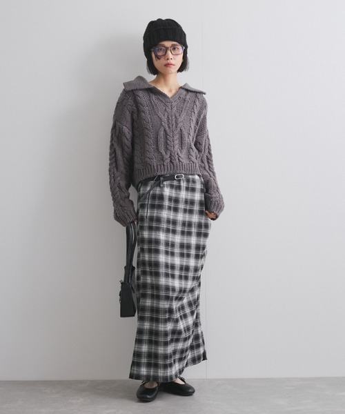 【ENIM BY VICKY】ロービングケーブルクロップドニット《手洗い可能》（ニット/セーター）｜ENIM BY VICKY（エニムバイビッキー）