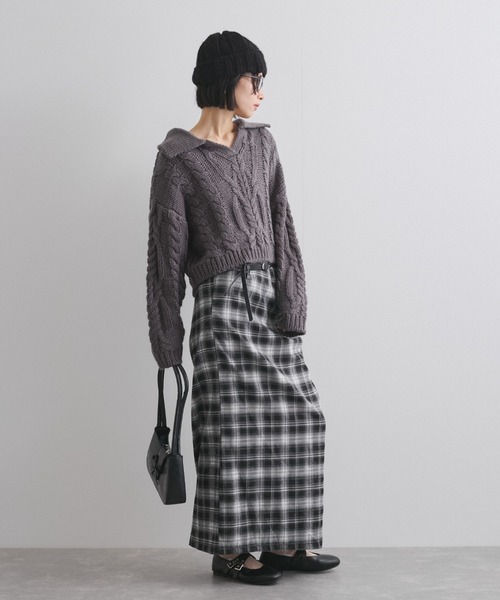 【ENIM BY VICKY】ロービングケーブルクロップドニット《手洗い可能》（ニット/セーター）｜ENIM BY VICKY（エニムバイビッキー）