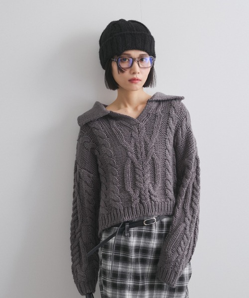 【ENIM BY VICKY】ロービングケーブルクロップドニット《手洗い可能》（ニット/セーター）｜ENIM BY VICKY（エニムバイビッキー）