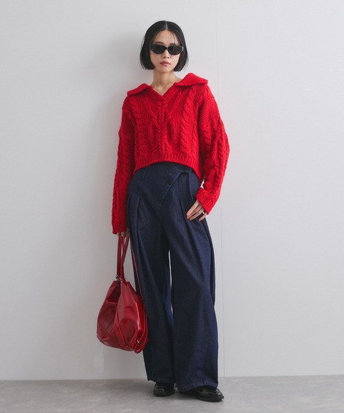 【ENIM BY VICKY】ロービングケーブルクロップドニット《手洗い可能》（ニット/セーター）｜ENIM BY VICKY（エニムバイビッキー）