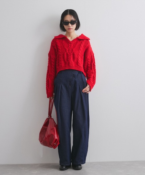 【ENIM BY VICKY】ロービングケーブルクロップドニット《手洗い可能》（ニット/セーター）｜ENIM BY VICKY（エニムバイビッキー）