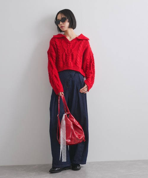 【ENIM BY VICKY】ロービングケーブルクロップドニット《手洗い可能》（ニット/セーター）｜ENIM BY VICKY（エニムバイビッキー）