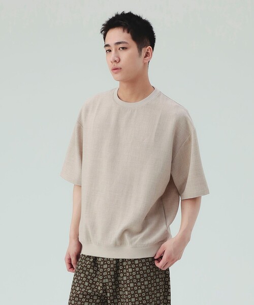 BEAMS HEART(ビームスハート)の「ポリメランジ 布帛 Tシャツ (吸水速乾)(Tシャツ/カットソー・メンズ・ベージュ/ネイビー/カーキ/ホワイト・S/M/L/XL)」の9枚目の写真