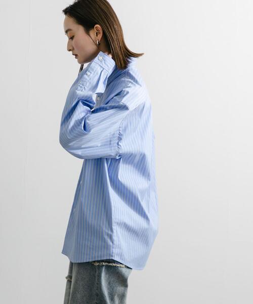 SENSE OF PLACE by URBAN RESEARCH（センスオブプレイスバイアーバンリサーチ）の「『ユニセックス』ストライプレギュラーカラーネクタイシャツ（シャツ/ブラウス・メンズ・ブルー/ライトブルー・MEDIUM/LARGE）」の10枚目の写真