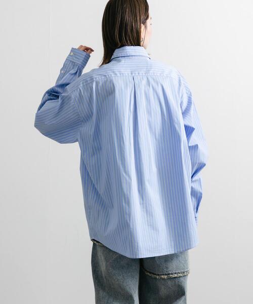 SENSE OF PLACE by URBAN RESEARCH（センスオブプレイスバイアーバンリサーチ）の「『ユニセックス』ストライプレギュラーカラーネクタイシャツ（シャツ/ブラウス・メンズ・ブルー/ライトブルー・MEDIUM/LARGE）」の11枚目の写真