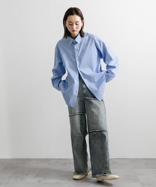 SENSE OF PLACE by URBAN RESEARCH（センスオブプレイスバイアーバンリサーチ）の「『ユニセックス』ストライプレギュラーカラーネクタイシャツ（シャツ/ブラウス・メンズ・ブルー/ライトブルー・MEDIUM/LARGE）」の12枚目の写真