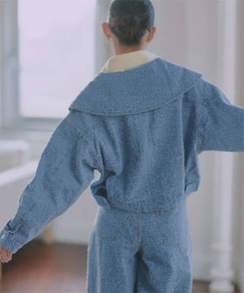 KOBE LETTUCE（コウベレタス）の「ビッグカラーツイードデニムジャケット（デニムジャケット・レディース・ブルー/ライトブルー・M）」の5枚目の写真