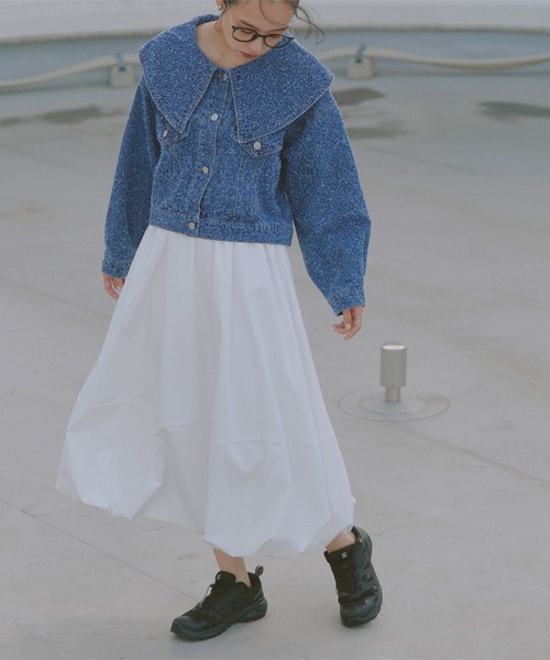 KOBE LETTUCE（コウベレタス）の「ビッグカラーツイードデニムジャケット（デニムジャケット・レディース・ブルー/ライトブルー・M）」の8枚目の写真