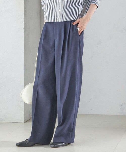 SHIPS（シップス）の「〈手洗い可能〉Asami 麻調合繊 2タック ワイドパンツ（その他パンツ・レディース・ベージュ/ライトグレー/ネイビー・36/40/38）」の11枚目の写真