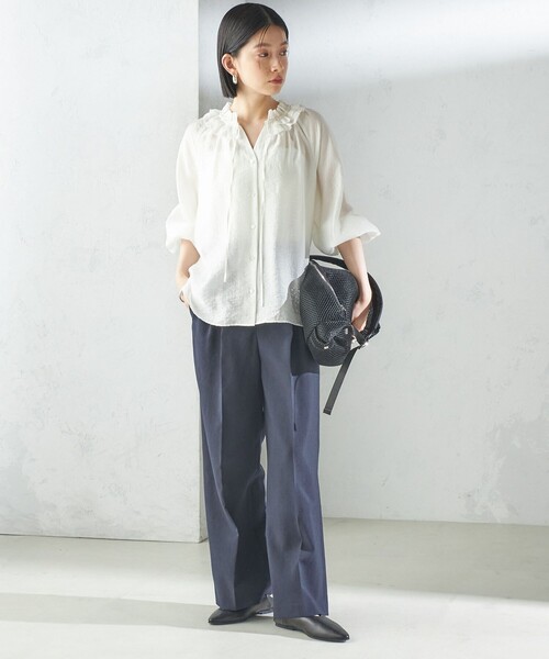 SHIPS（シップス）の「〈手洗い可能〉Asami 麻調合繊 2タック ワイドパンツ（その他パンツ・レディース・ベージュ/ライトグレー/ネイビー・36/40/38）」の14枚目の写真