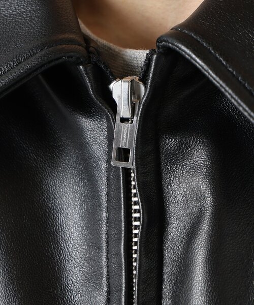 SKOOKUM（スクーカム）の「《追加》SKOOKUM / スクーカム 別注 シープレザー ジップジャケット（ライダースジャケット・メンズ・ブラック・LARGE/MEDIUM）」の2枚目の写真
