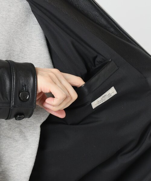 SKOOKUM（スクーカム）の「《追加》SKOOKUM / スクーカム 別注 シープレザー ジップジャケット（ライダースジャケット・メンズ・ブラック・LARGE/MEDIUM）」の3枚目の写真