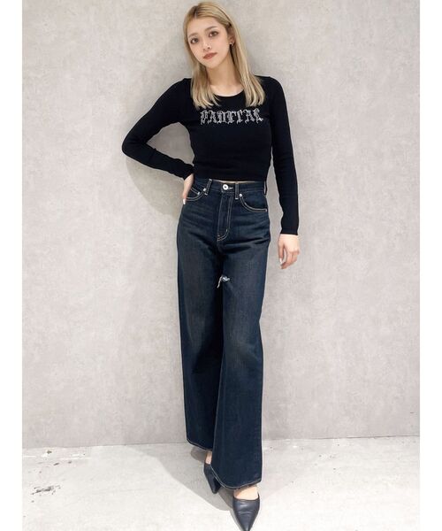 GYDA（ジェイダ）の「FADITALラインストーンニットトップス（ニット/セーター・レディース・ピンク/ブラック/オフホワイト・FREE）」の16枚目の写真