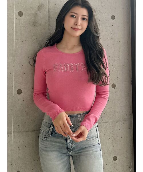 GYDA（ジェイダ）の「FADITALラインストーンニットトップス（ニット/セーター・レディース・ピンク/ブラック/オフホワイト・FREE）」の19枚目の写真