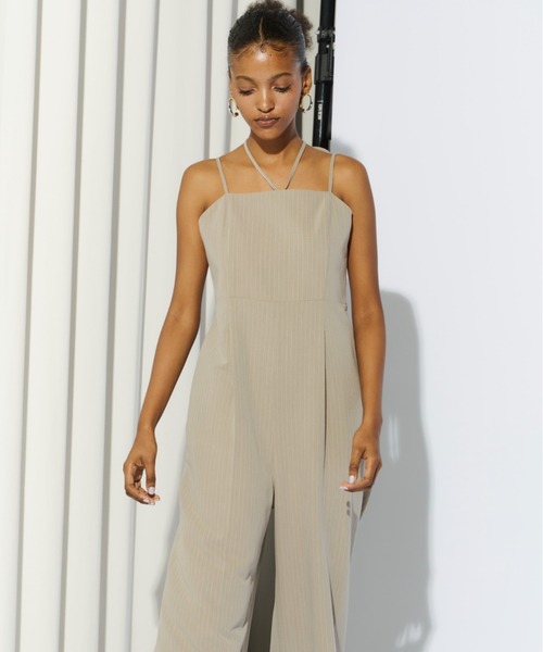 ANDRESD(アンドレスド)の「ピンストライプオールインワンドレス / pinstripe all in one dress(パンツドレス・レディース・グレー/ベージュ・L/M/S)」の22枚目の写真