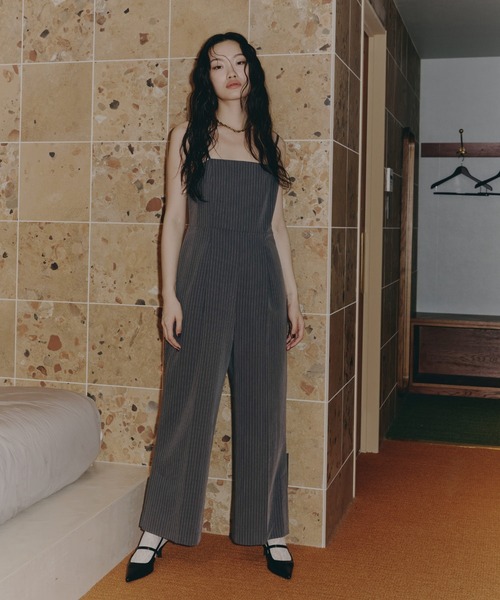 ピンストライプオールインワンドレス / pinstripe all in one dress ピンストライプオールインワンドレス / pinstripe all in one dress