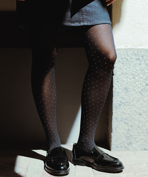Eira Petite Dots Tights Black/Ivory（タイツ/ストッキング