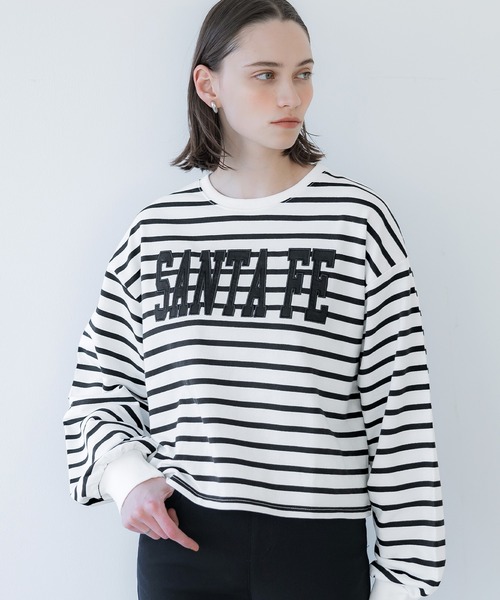【新品・タグ付き】JUSGLITTY クロップドロゴスウェット VOGUE』ロゴ クロップドスウェット ネイビー×スカイブルー