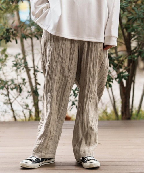 CAMBIO(カンビオ)の「mp13308-Cotton Linen Wide Straight Pants ワイドストレートパンツ(その他パンツ・メンズ・ブラック/ベージュ/ブラウン・S/M/L)」の1枚目の写真