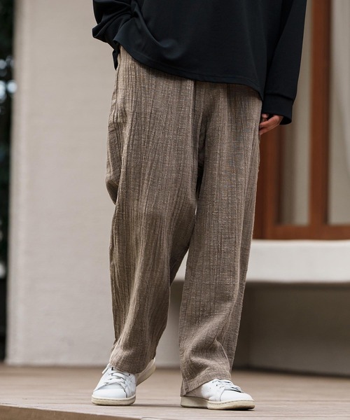 CAMBIO(カンビオ)の「mp13308-Cotton Linen Wide Straight Pants ワイドストレートパンツ(その他パンツ・メンズ・ブラック/ベージュ/ブラウン・S/M/L)」の3枚目の写真