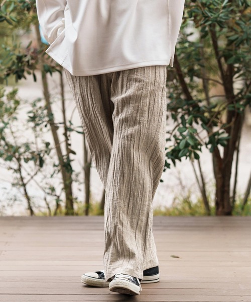 CAMBIO(カンビオ)の「mp13308-Cotton Linen Wide Straight Pants ワイドストレートパンツ(その他パンツ・メンズ・ブラック/ベージュ/ブラウン・S/M/L)」の4枚目の写真
