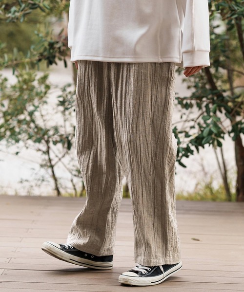 CAMBIO(カンビオ)の「mp13308-Cotton Linen Wide Straight Pants ワイドストレートパンツ(その他パンツ・メンズ・ブラック/ベージュ/ブラウン・S/M/L)」の5枚目の写真