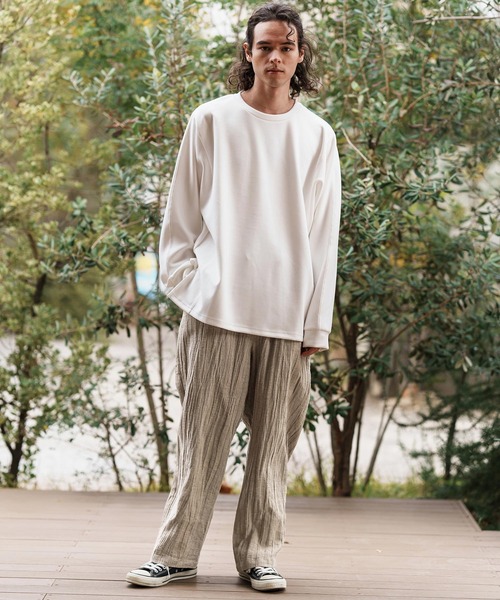 CAMBIO(カンビオ)の「mp13308-Cotton Linen Wide Straight Pants ワイドストレートパンツ(その他パンツ・メンズ・ブラック/ベージュ/ブラウン・S/M/L)」の8枚目の写真