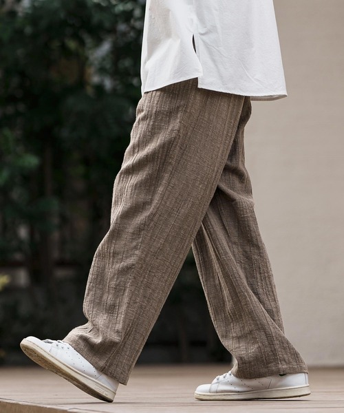 CAMBIO(カンビオ)の「mp13308-Cotton Linen Wide Straight Pants ワイドストレートパンツ(その他パンツ・メンズ・ブラック/ベージュ/ブラウン・S/M/L)」の12枚目の写真