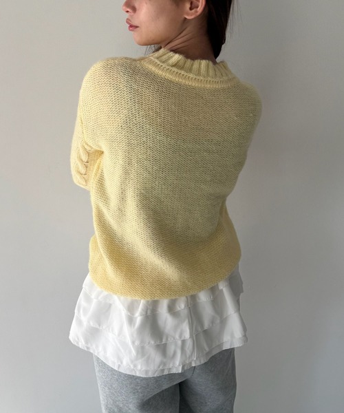 SANSeLF（サンセルフ）の「【SANSeLF】 フラワーモチーフニットセーター sanw25a010（ニット/セーター・レディース・イエロー・FREE）」の3枚目の写真