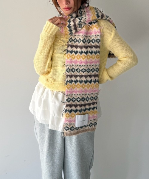 SANSeLF（サンセルフ）の「【SANSeLF】 フラワーモチーフニットセーター sanw25a010（ニット/セーター・レディース・イエロー・FREE）」の9枚目の写真