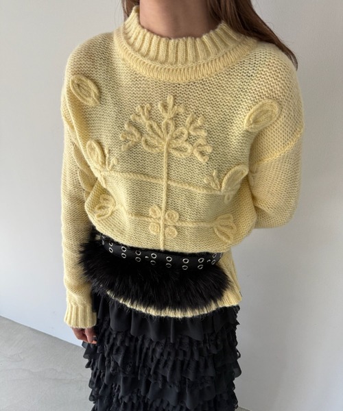 SANSeLF（サンセルフ）の「【SANSeLF】 フラワーモチーフニットセーター sanw25a010（ニット/セーター・レディース・イエロー・FREE）」の10枚目の写真