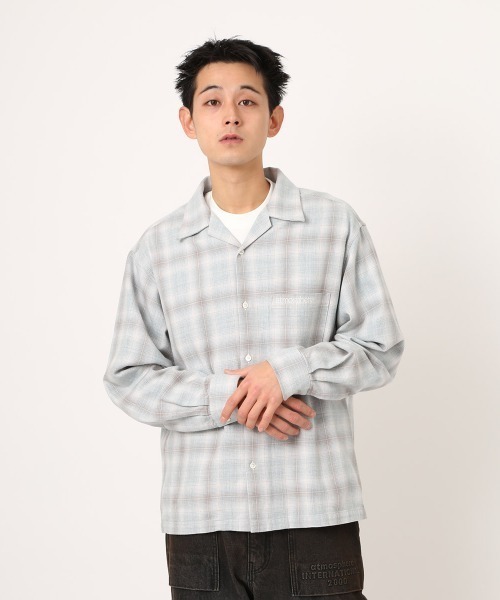 トップス ents. Linen Ombre check shirt ents. Linen Ombre check shirt