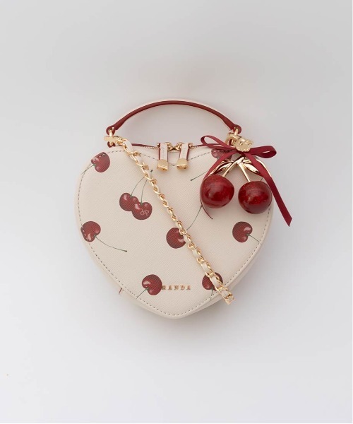 RANDA バッグ チェリー【⭐️本日限定値下げ⭐️】 Cherry Collection】2WAYチェリープリントハートバッグ