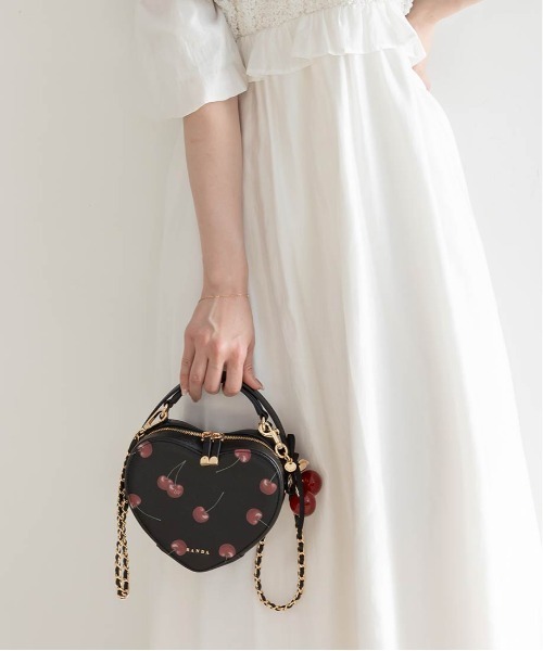 Cherry Collection】2WAYチェリープリントハートバッグ（ショルダー