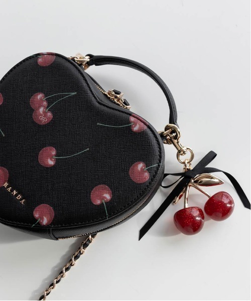 Cherry Collection】2WAYチェリープリントハートバッグ（ショルダー