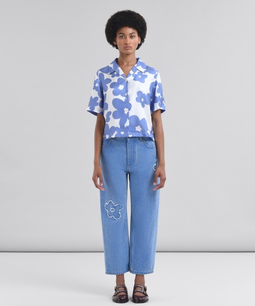 セール】FLOWER PACTHED DENIM / ボーイフレンドパンツ（デニム