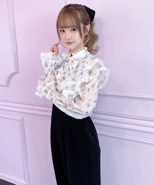 couture BY ROJITA(クチュールバイロジータ)の「花柄プリントロングワンピース(ワンピース・レディース・ブラック/パープル/ピンク・FREE)」の14枚目の写真