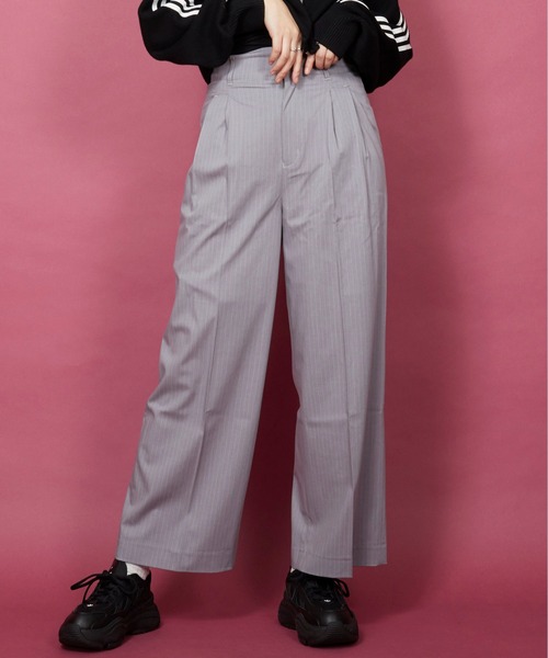 unrelaxing（アンリラクシング）の「ハイウエストストレートパンツ【セットアップ対応】（スラックス・レディース・ネイビー×ホワイト/グレー系その他・マルチサイズ）」の11枚目の写真