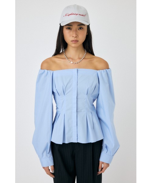 MOUSSY（マウジー）の「OFF SHOULDER シャツ（シャツ/ブラウス・レディース・オフホワイト/ブラック/ライトブルー・1/2）」の10枚目の写真