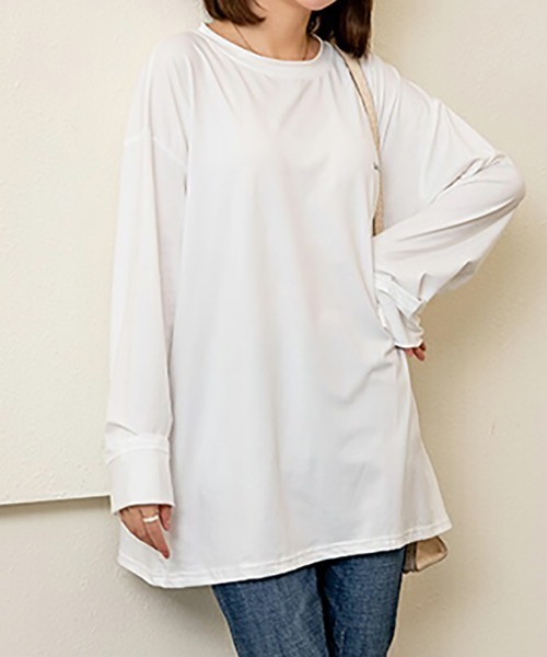 maison de LATIR(メゾンドラティール)の「ラフ感が可愛い長袖Tシャツ(Tシャツ/カットソー・レディース・ブラック/ホワイト・M/L/XL)」の1枚目の写真
