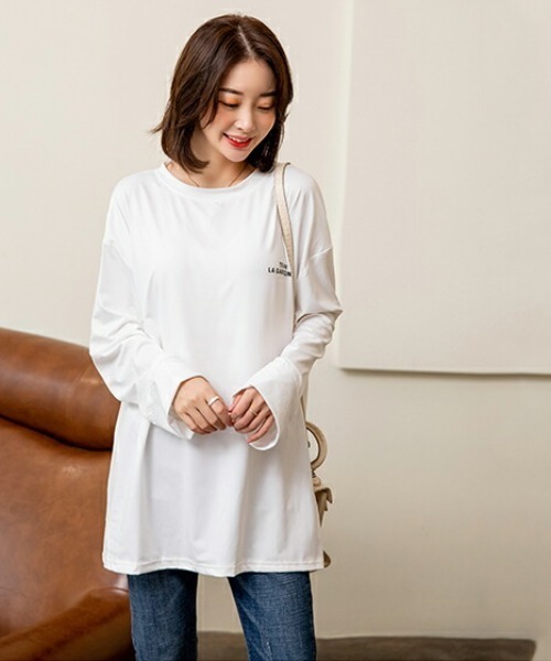 maison de LATIR(メゾンドラティール)の「ラフ感が可愛い長袖Tシャツ(Tシャツ/カットソー・レディース・ブラック/ホワイト・M/L/XL)」の7枚目の写真