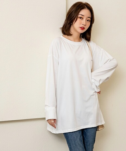 maison de LATIR(メゾンドラティール)の「ラフ感が可愛い長袖Tシャツ(Tシャツ/カットソー・レディース・ブラック/ホワイト・M/L/XL)」の3枚目の写真