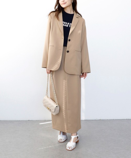 Jines（ジネス）の「ツイミーツイル タックペンシルスカート【セットアップ可】（スカート・レディース・チャコールグレー/ベージュ/モカ・38）」の5枚目の写真