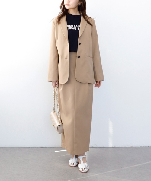 Jines（ジネス）の「ツイミーツイル タックペンシルスカート【セットアップ可】（スカート・レディース・チャコールグレー/ベージュ/モカ・38）」の4枚目の写真