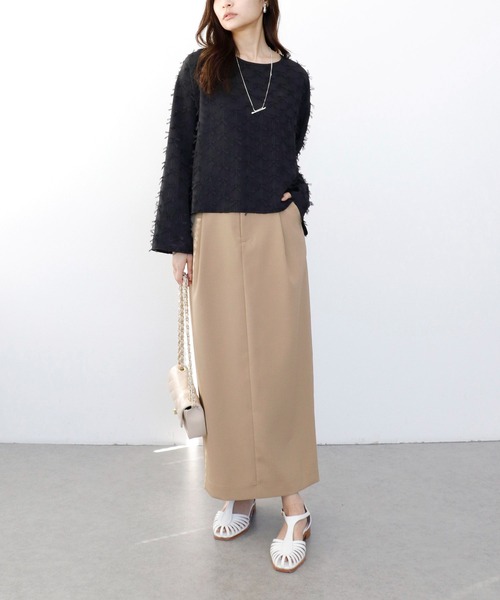 Jines（ジネス）の「ツイミーツイル タックペンシルスカート【セットアップ可】（スカート・レディース・チャコールグレー/ベージュ/モカ・38）」の6枚目の写真