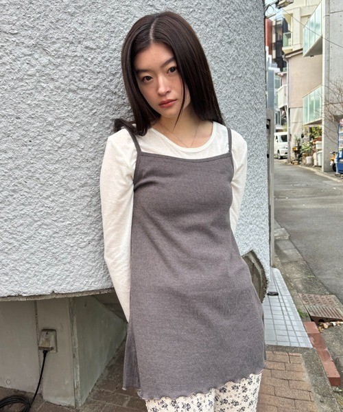 FUULLY STUDIO(フーリィーステューディオ)の「パターンメッシュロングキャミ(キャミソール・レディース・ホワイト/ブラウン/グレー・FREE)」の8枚目の写真