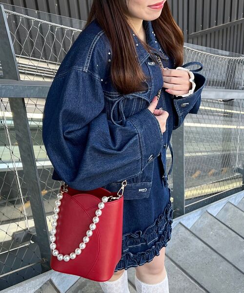 MAJESTIC LEGON(マジェスティックレゴン)の「マルチwayチューリップバッグ(ショルダーバッグ・レディース・アイボリー/ピンク/レッド・FREE)」の1枚目の写真